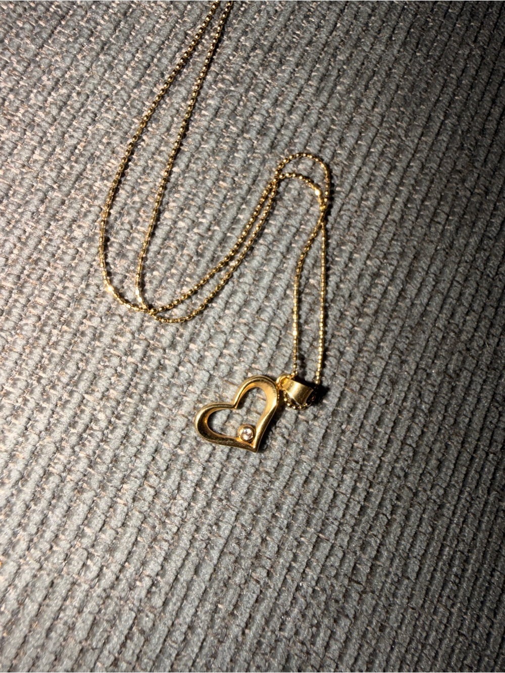 18K Gold Heart Pendant Necklace with Stone Accent